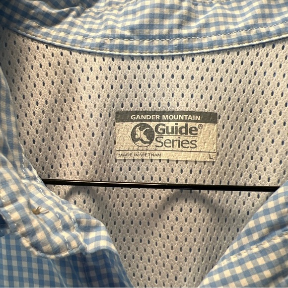 Gander Mountain Guide Series Men's Light Blue Checkered Shirt - Picture 3 of 7